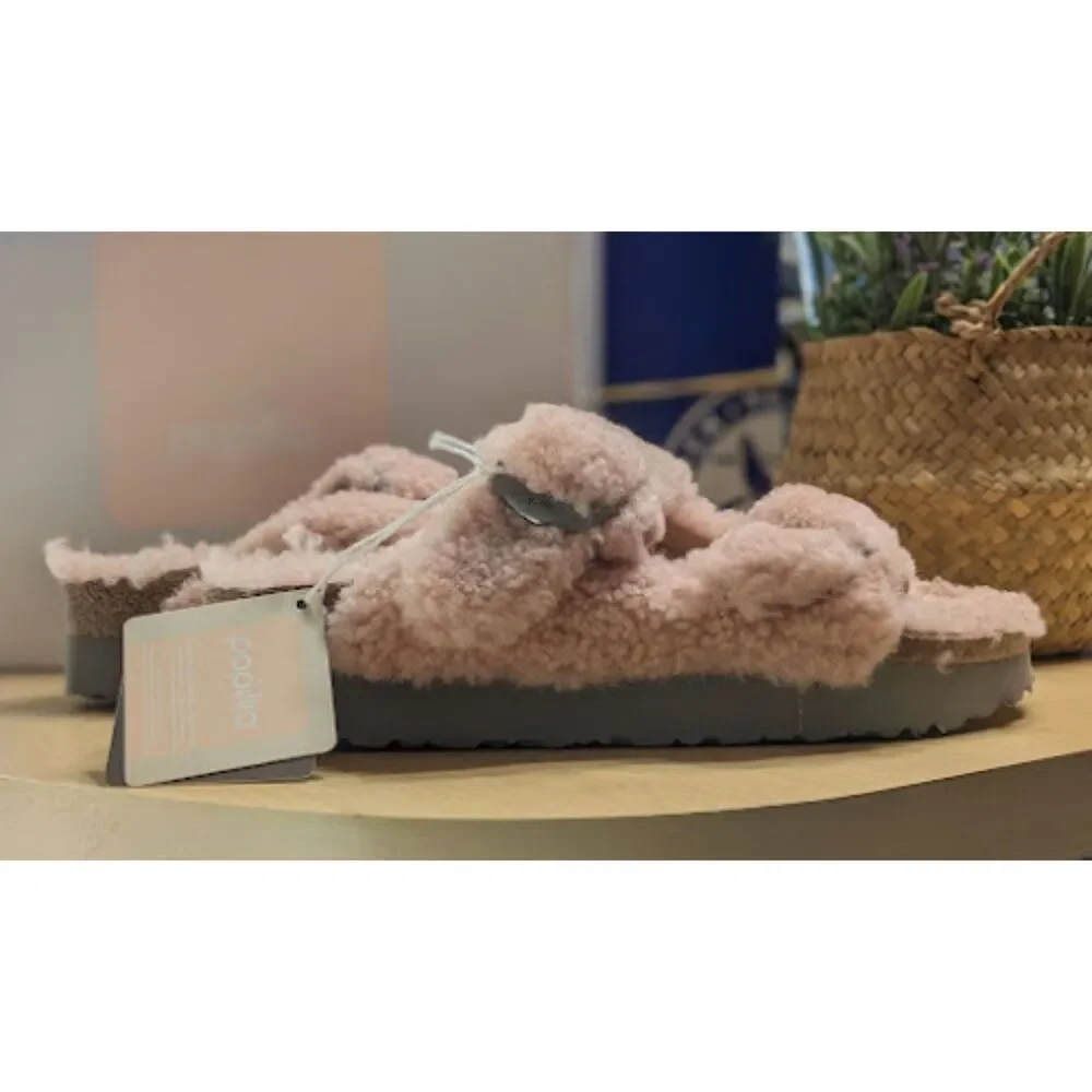 Birkenstock Arizona Crystal Rose Big Buckle Teddy Shearling Sandal EU 42 NIB